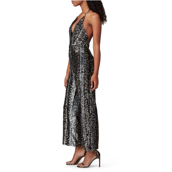 NWT Bardot Disco Barbie Silver, Champagne Gold, & Midnight Black Sequin Jumpsuit - Picture 10 of 16